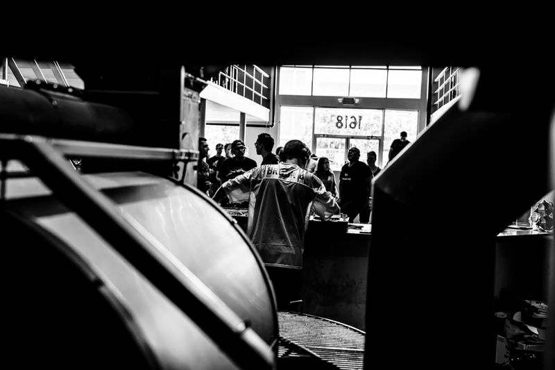 Brook B on the decks, black and white